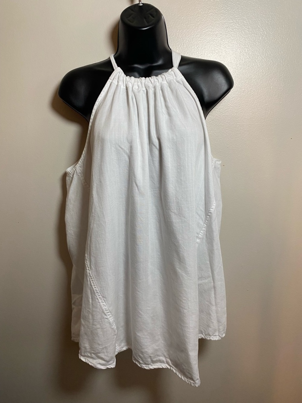 White Halter Neck Top - Lightweight Summer Style Lyocell XL